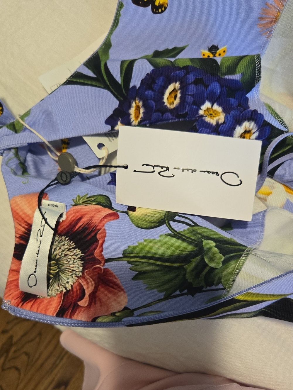 Oscar De La Renta Floral Tie-Shoulder Shift Dress in Lavender - Picture 8 of 11